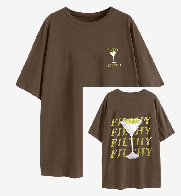 Filthy Martini Shirt Women Vintage Tops Introverted Book Club Retro T-Shirts Cute Aesthetic Booki