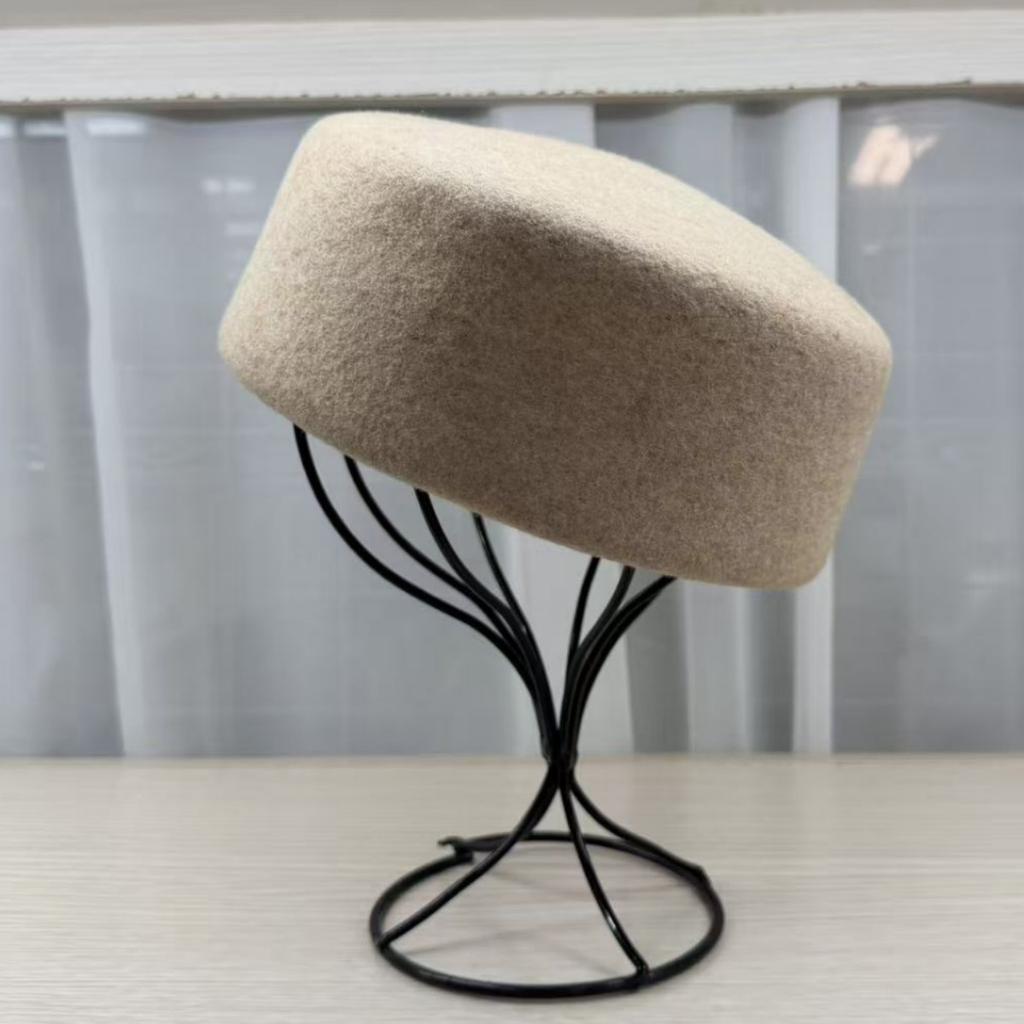 High Quality% Wool Fashion Medicine Box Hat French Top Hat Women's Basin Hat Three-dimensional Beret Elegant Flight Attendant Hat