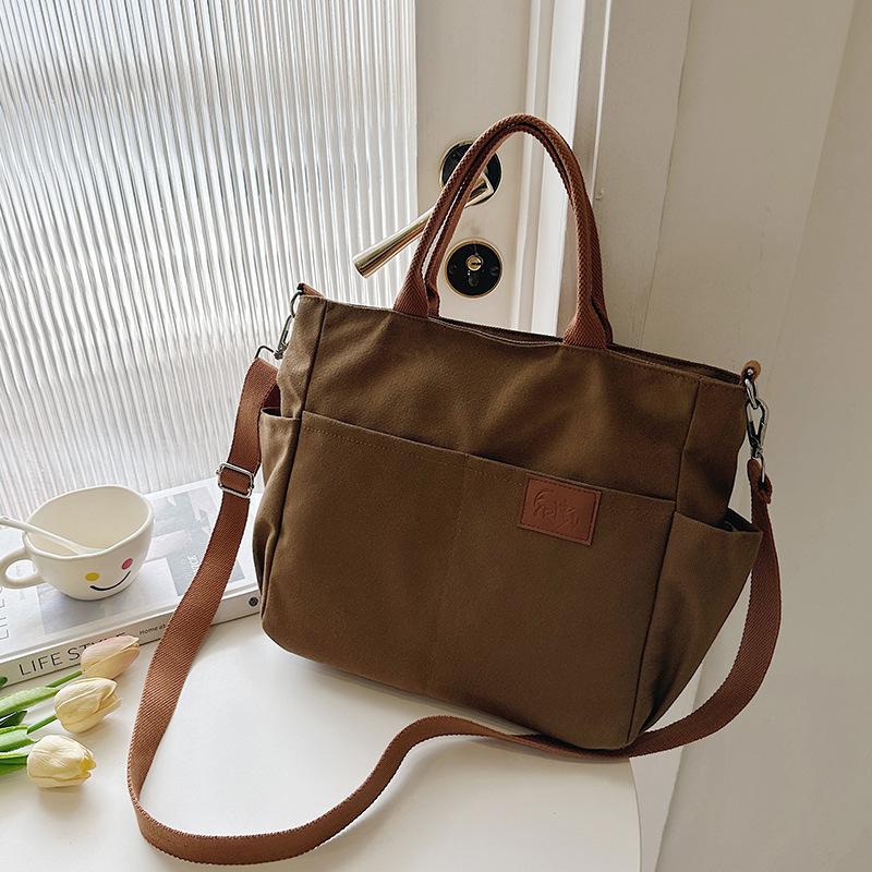 New large-capacity canvas bag women's 2025 retro portable shoulder bag fashionable versatile tote bag