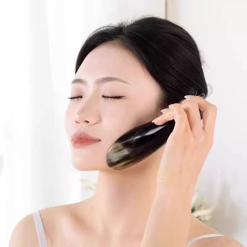 1/2Pcs Natural Buffalo Horn No Stress Guasha Massage Tool Gua Sha Massager Scraping Board Acupuncture Spa Therapy