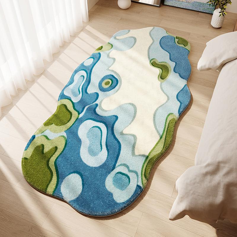 Irregular Shapes Carpets For Living Room Dopamine Color Bedroom Decor Plush Carpet Fluffy Soft Bedside Floor Mat Thick Study Rug