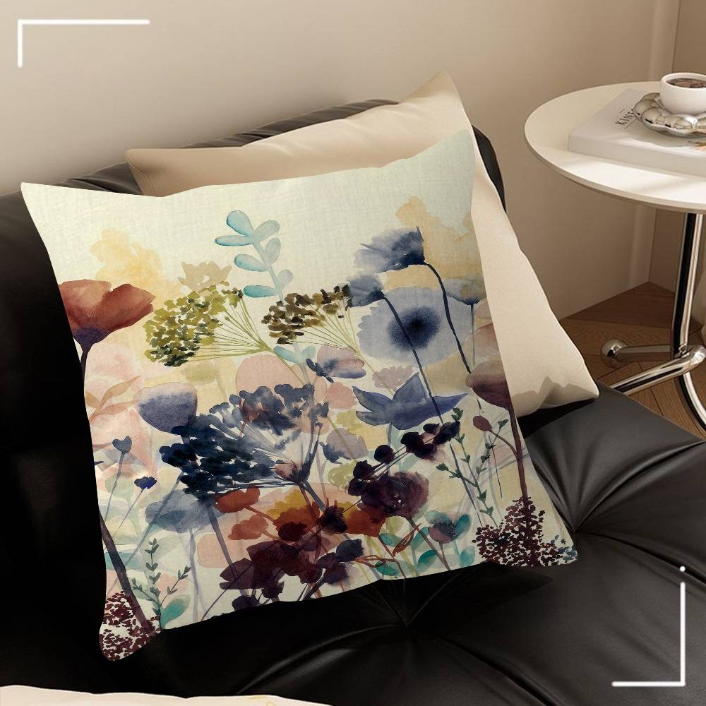 Wildflowers Watercolour Decorative Room Aesthetics Pillow Case Home Decor Bedroom Sofa Bed Couch Pillow Cover 45x45