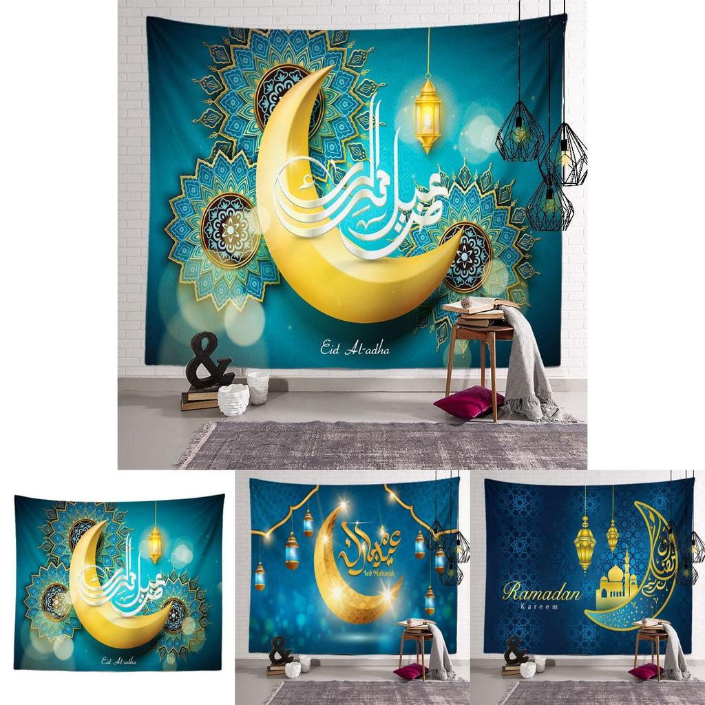 Stunning Eid Mubarak Tapestry Moon Star Wall Hanging Decor Ideal For Celebrating Ramadan