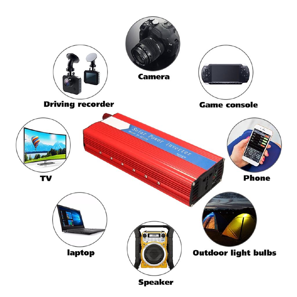 Voltage Transformer PEAK 6000W Car Power Inverter 12/24V To AC 220/110V USB Modified Sine Wave Red Universal Intelligent