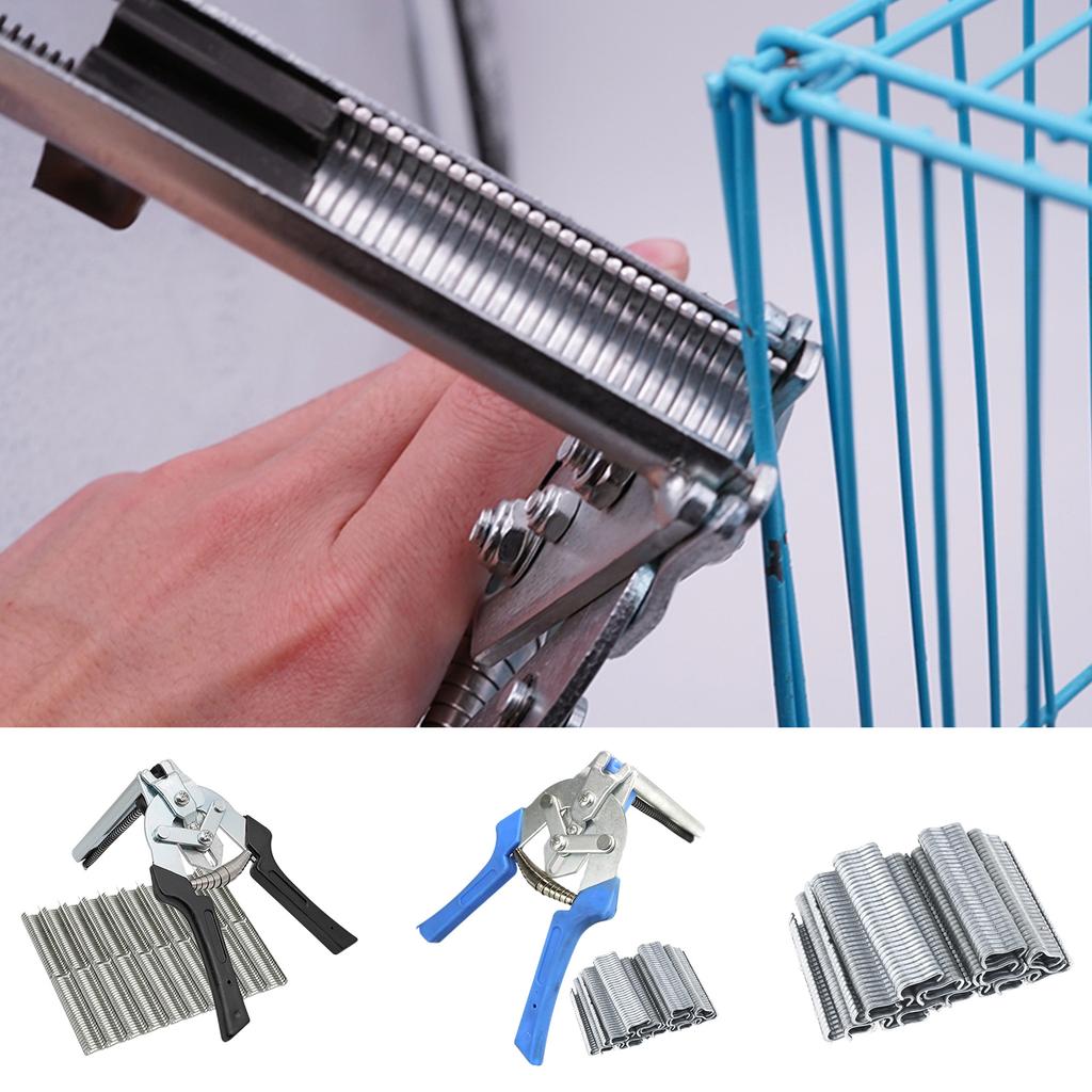 Stainless Steel M-type Nails Ring Pliers Multifunctional Fastening Clamp with 600 Nails Pet Cage Repair Plier  Hand Tools