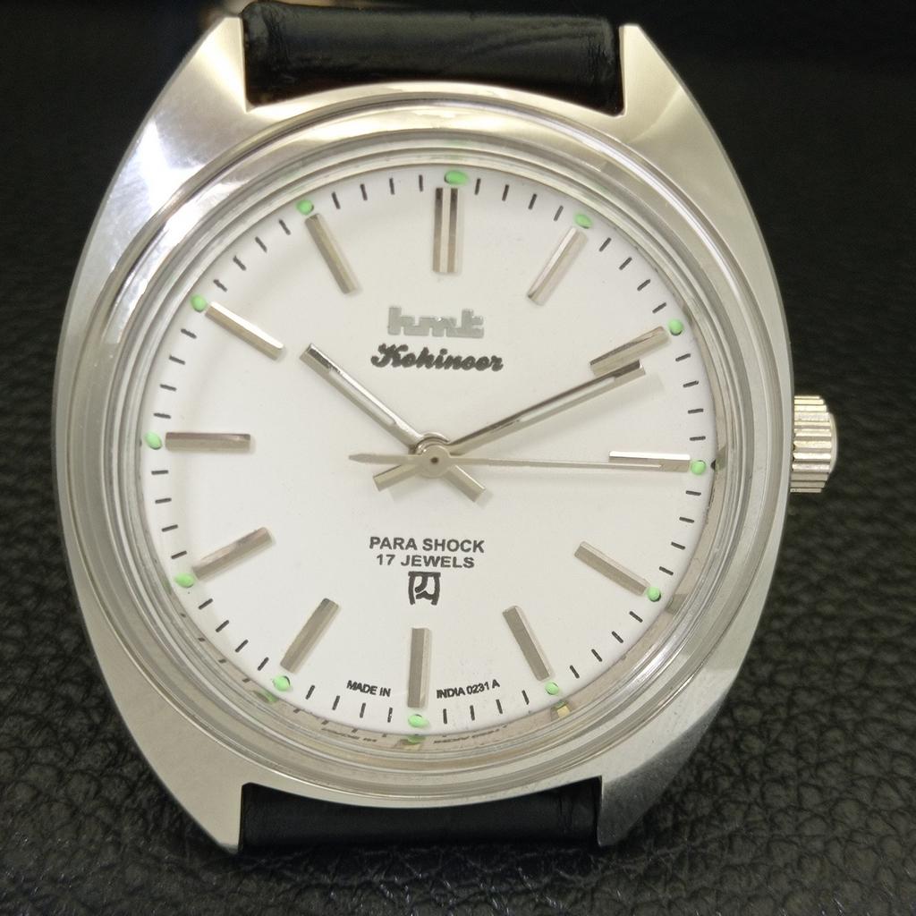 VINTAGE HMT KOHINOOR HAND-WINDING INDIAN MENS WHITE COLOR DIAL WATCH A440915-4 HT-a440915