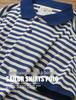 Vintage Sailor Striped Cotton Polo Shirt for Men - Summer Short Sleeve Turn-Down Collar