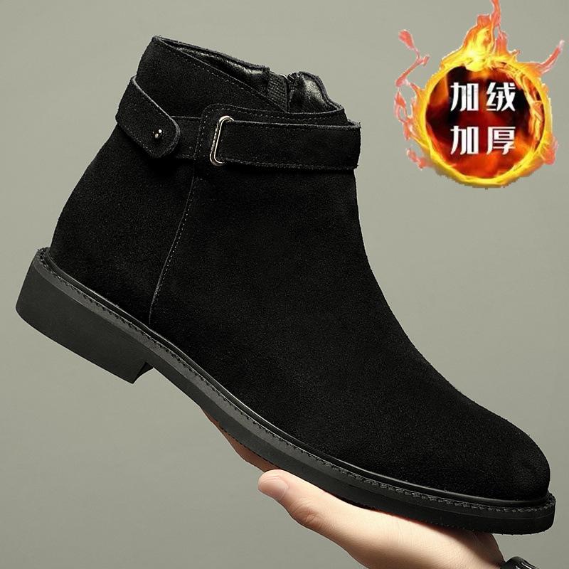 

Chelsea boots men s autumn and winter new zipper heightening short boots men s Korean version of Chinese British style high-top men s leather boots 44