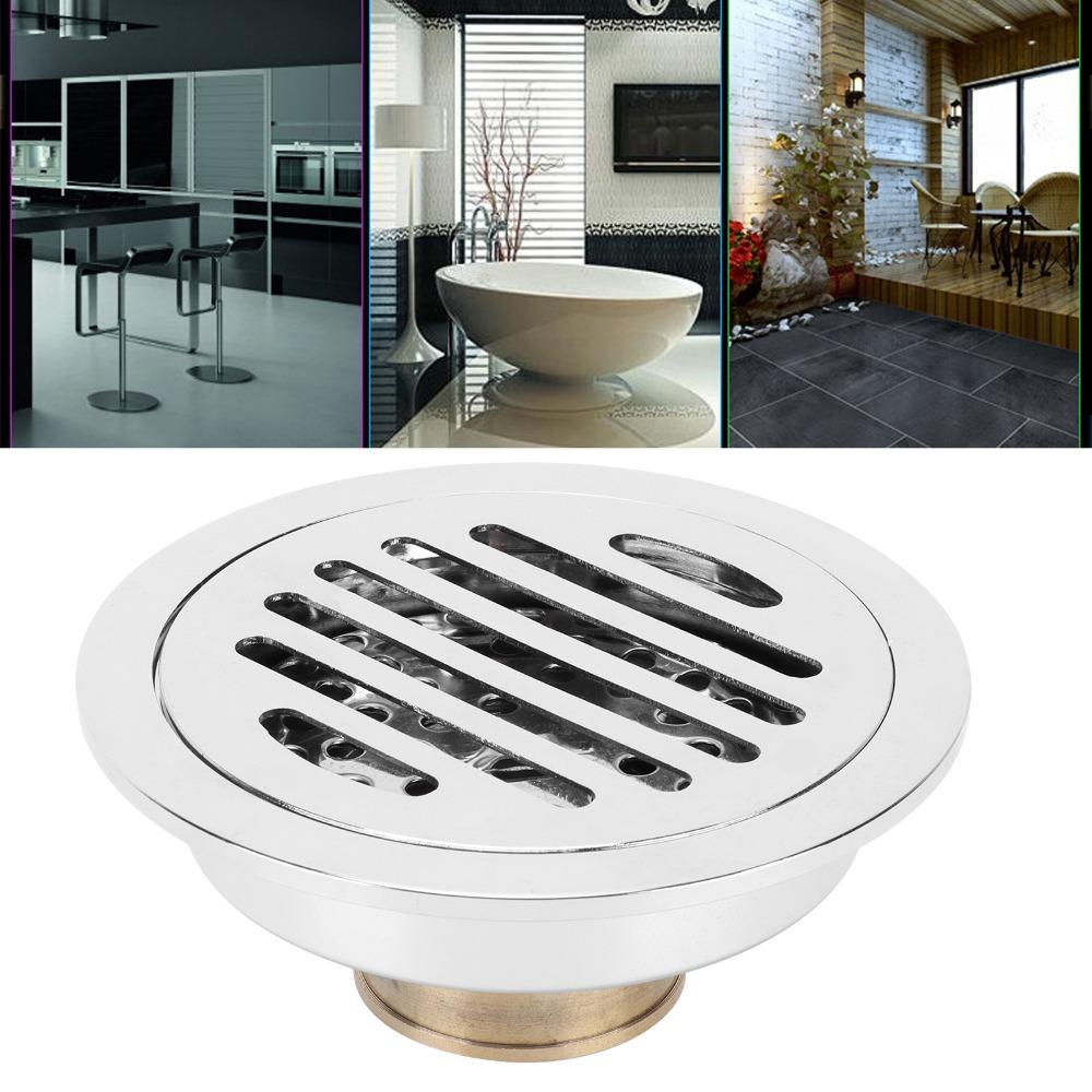 Silver Shower Floor Drain Copper Floor Drain Strainer Rustproof Drain Strainer  Garage