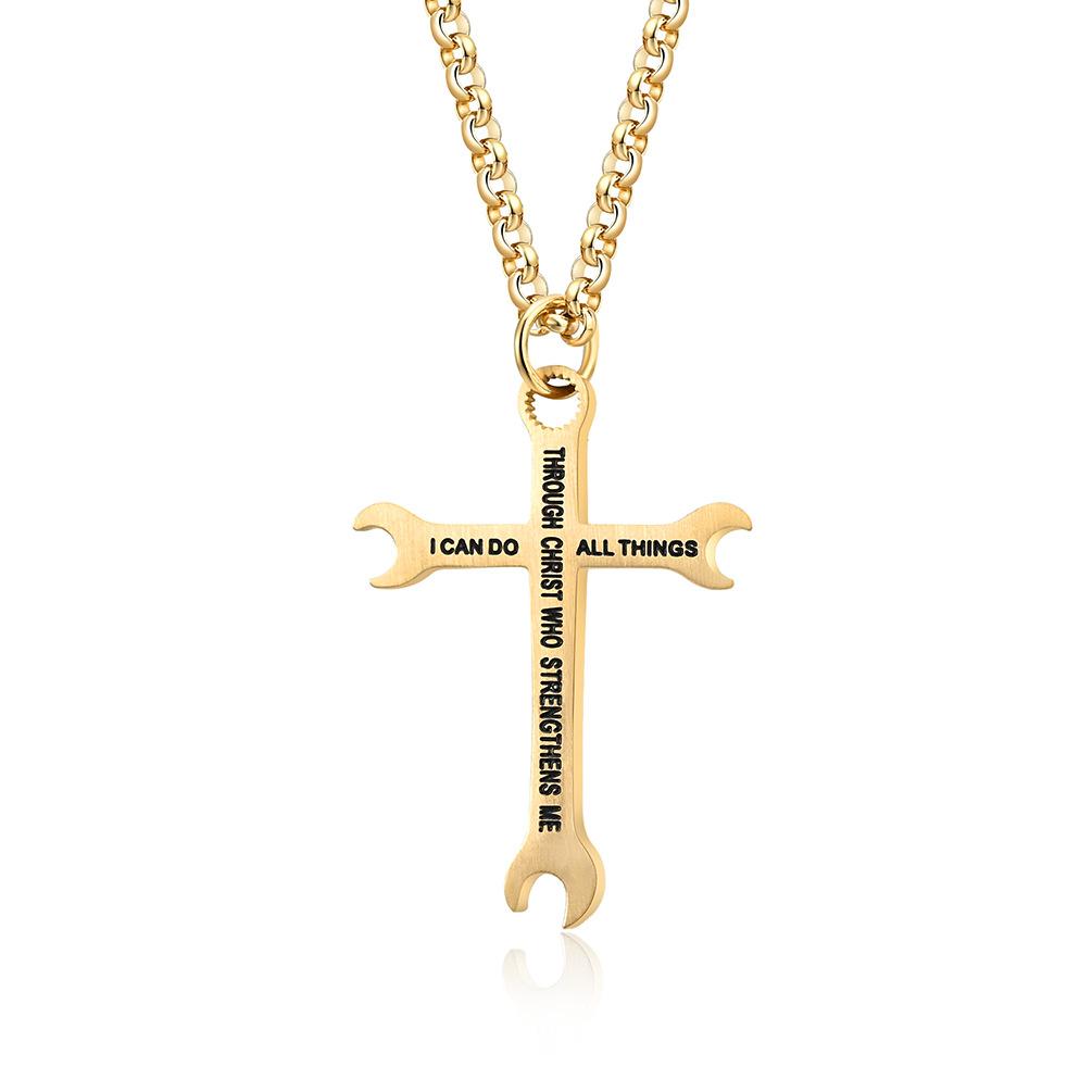 2026 Wrench Cross Necklace Fashion Trend Men, Cross Pendant Accessories