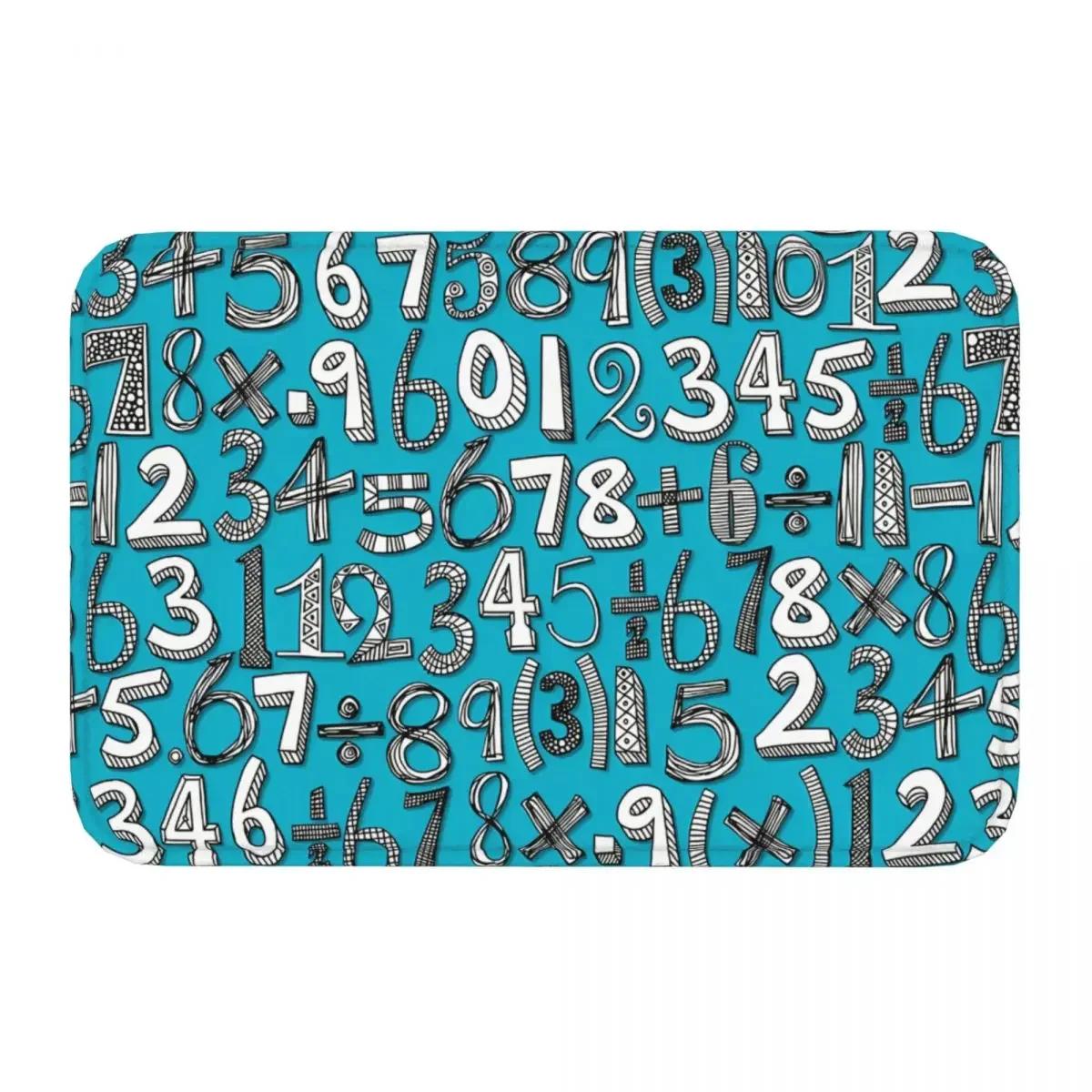 

Bedroom Mat Math Doodle Blue Rug Home Doormat Living Room Carpet Decor 40cmx60cm