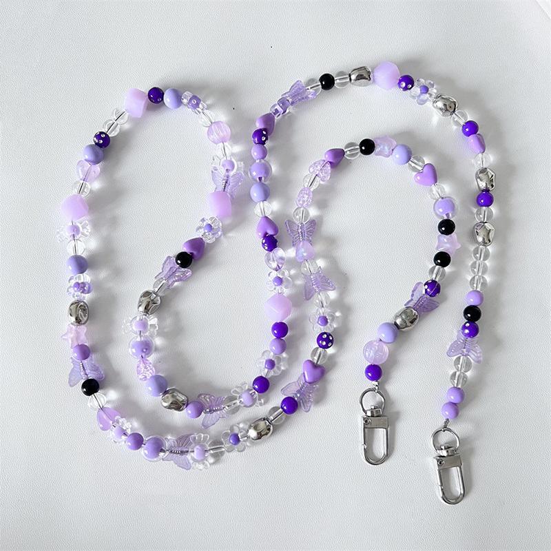 Crossbody Long  Beaded Mobile Phone Hanging Chain Phone Case Lanyard Anti-Loss Rope With Clip Bag Pendants For Iphone