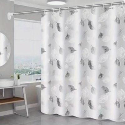 Cortina de Ducha con Ganchos Ojales Metálicos Inoxidables Impermeable Patrones de Hojas Cortina de Ducha para Baño