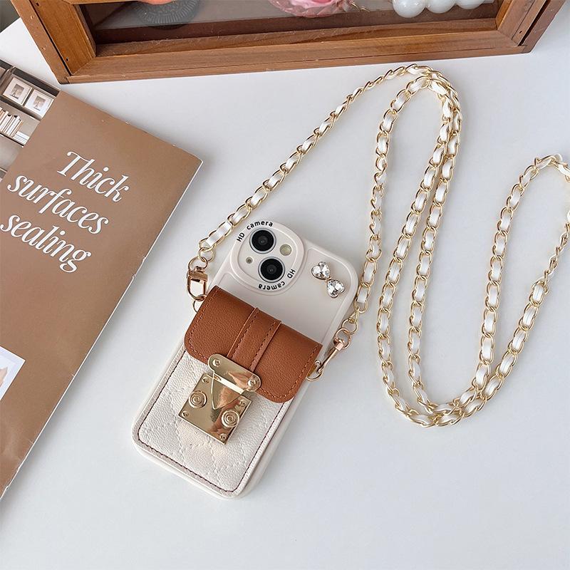 

For IPhone17Promax Mobile Phone Case Crossbody Wallet for Apple 16 Card Holder Lock 15Pro Fine Hole 13 Soft 8 For iPhone 17Promax