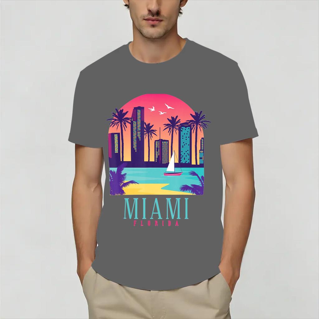 Vintage Miami Vices T-Shirt Sommer 100% Baumwolle T-Shirts Für Unisex Neuheit Lässiges T-Shirt Kurzarm Streetwear Oberteil Tees