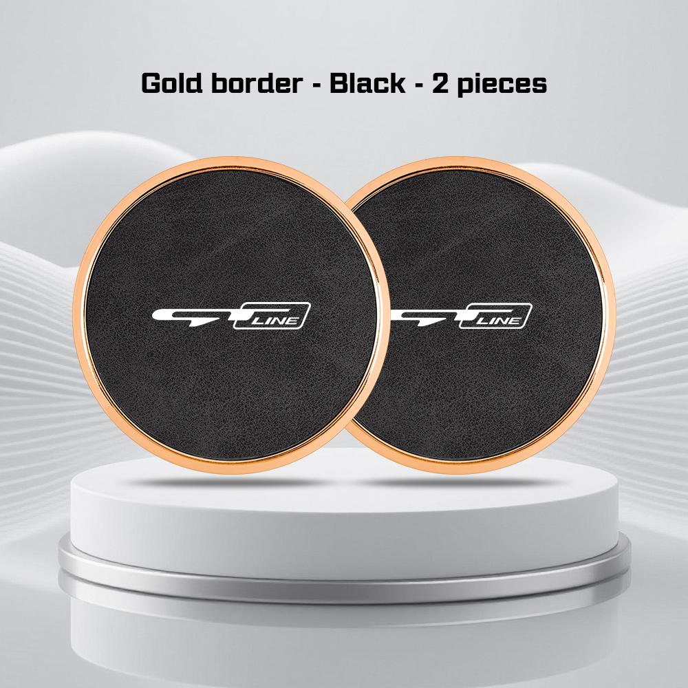 Car Leather Alloy Coaster For Kia GTLine RIO K2 K3 K4 K5 k8 Sportege Picanto Optima Soul Ceed Water Cup Holder Pad Non-slip Mat rnqt40