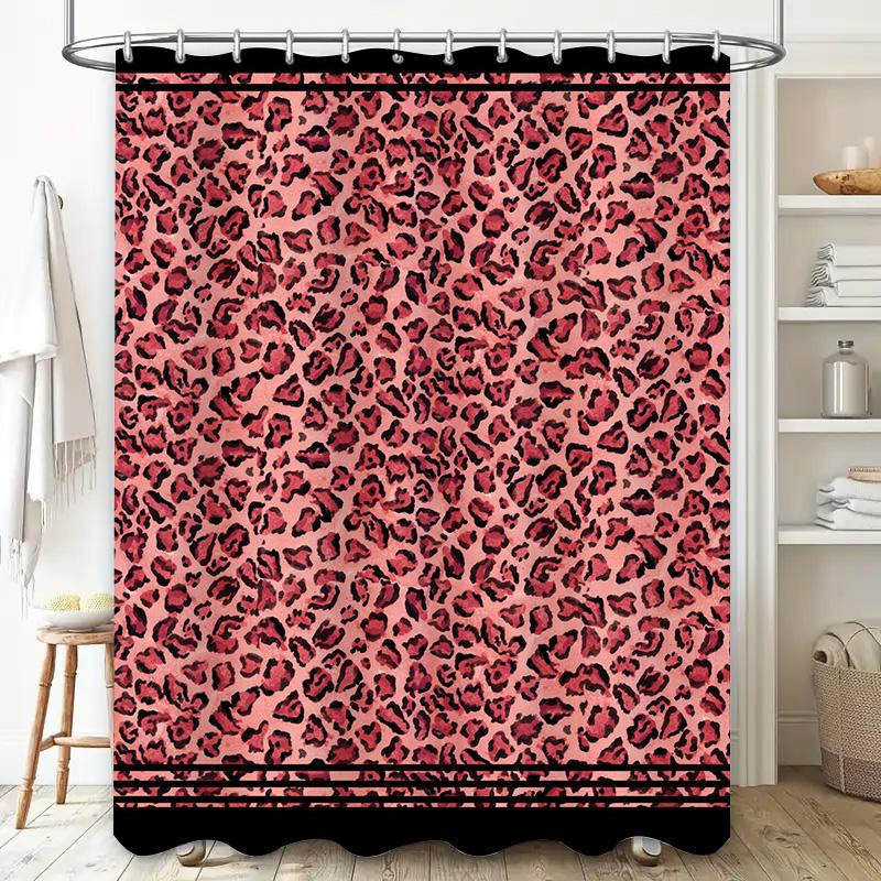Leopard Print Shower Curtain Pink Black Bathroom Decor Waterproof Custom Made Fabric Washable Home Accessories