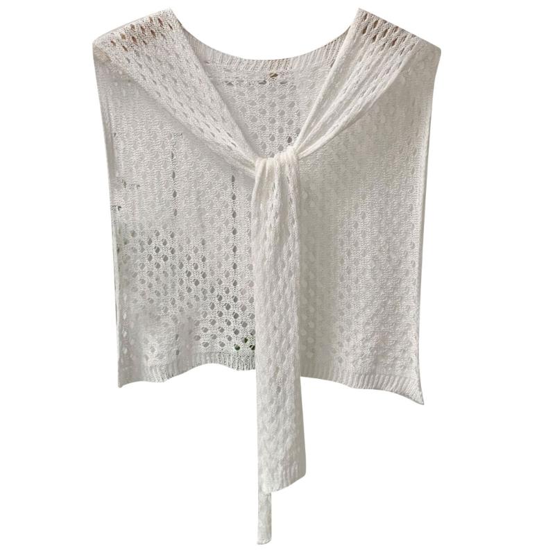 Coprispalle a Maglia Traspirante con Design 3D su Misura, Sciarpa Estiva a Rete con Foro e Finto Collo, per Ambienti Climatizzati