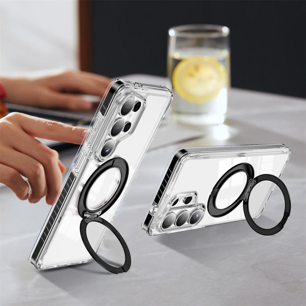 Highly Transparent Folding Magnet Stand Magnetic Phone Case For Samsung S26 Ultra S26 Plus Anti-Slip Frame Bumper Armor Cover