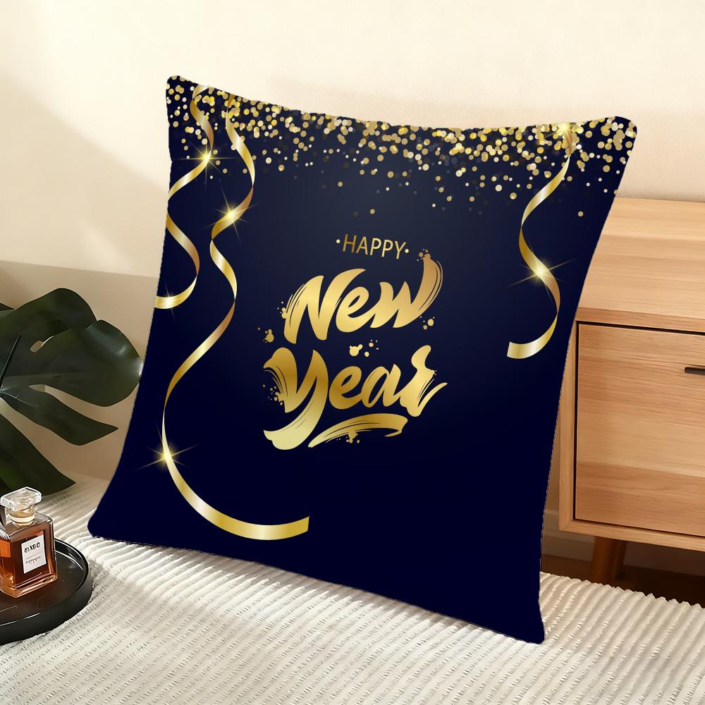 Cute Christmas Elements Cushion Cover Silky Short Plush Home Sofa Cushion Cover - Invisible Zipper Home Decoration