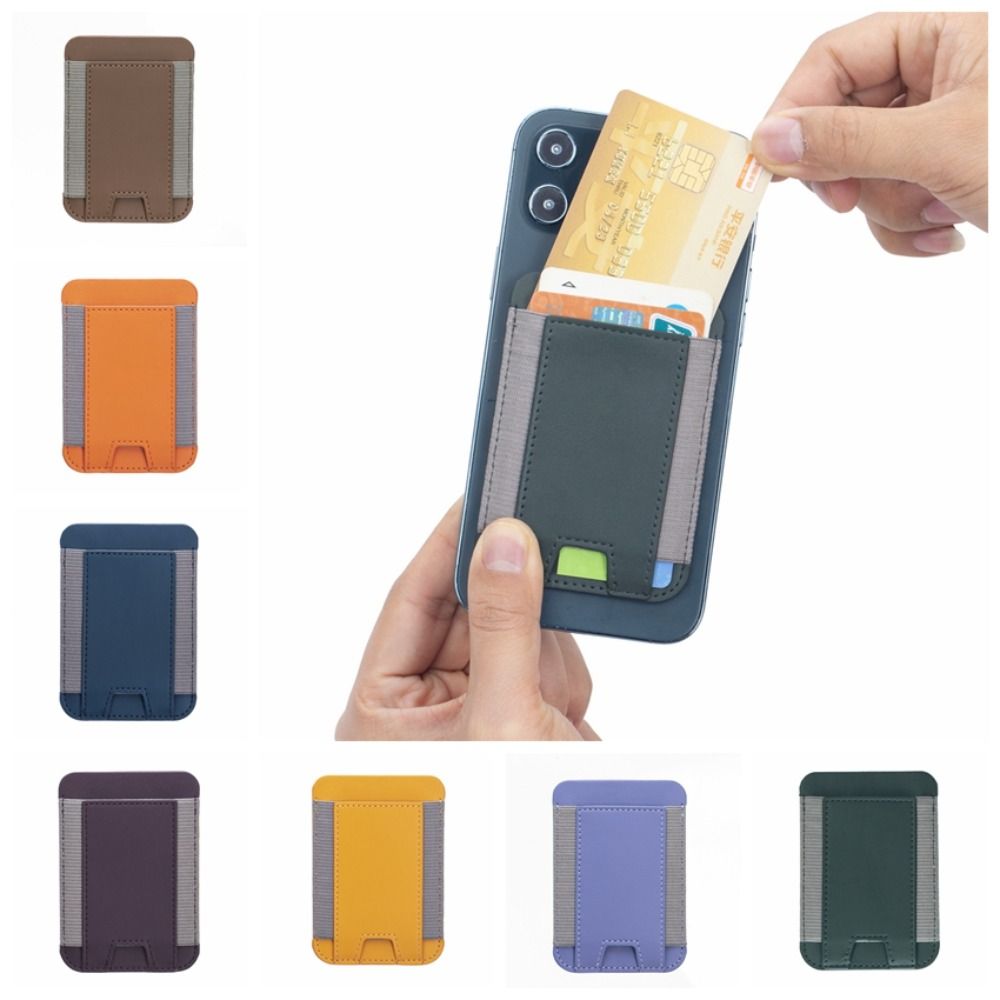 Porta-cartões elástico de couro magnético elástico Porta-cartões elástico de couro Slot Capas para telefone