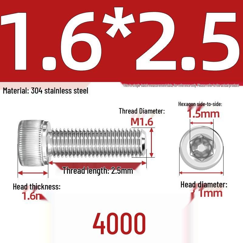 304 Stainless Steel Hex Socket Head Cap Screws, M2-M10, Extended Length
