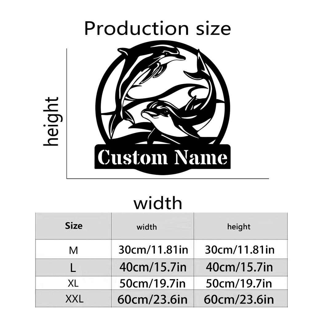 Personalizable Dolphin Metal Wall Sign, Custom Home Garden Decor, Outdoor Party Holiday Gift