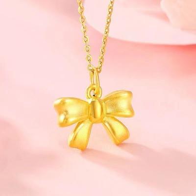 Gold Pendant Bow Necklace Women's Necklace