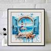 New Arrival 5D DIY Full Circle Diamond Painting "Window Seaside" Embroidery Cross Stitch Home Decor Gift