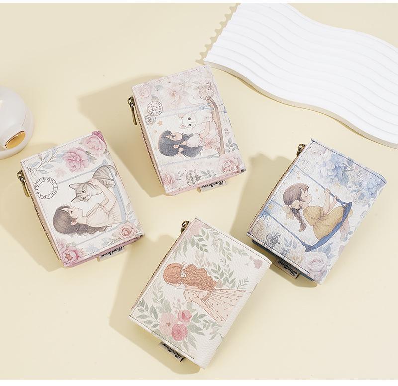 New Women's Korean Style Anime Short Wallet with Multi-Card Slots and Fashion Clasp