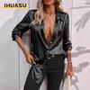 Women's Fashion Casual Solid Color Print Long Sleeve POLO Neck Blouses & Shirts Unique Design