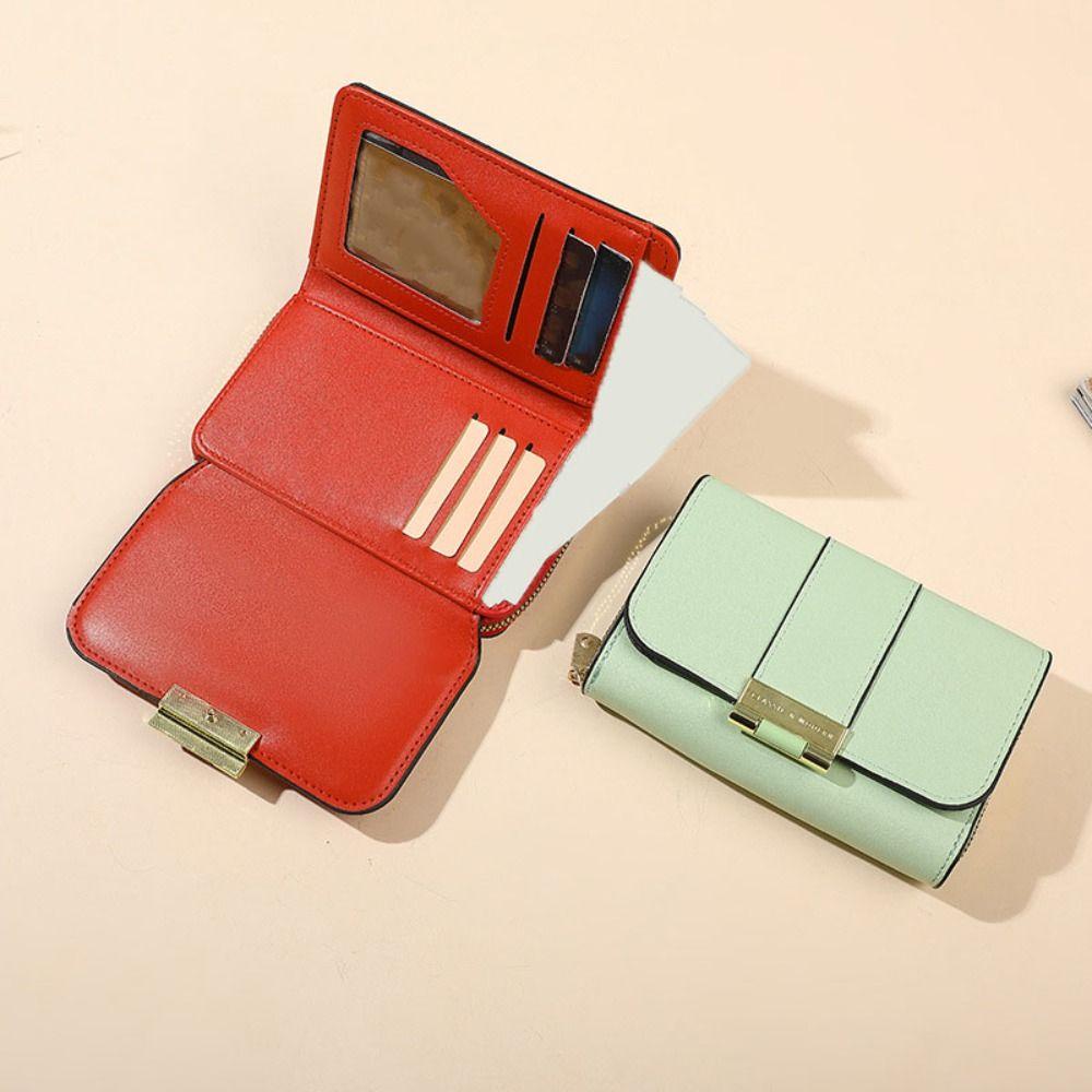 Foldable Three Fold Wallet Zipper Women Card Holder Retro PU Leather Short Wallet Women