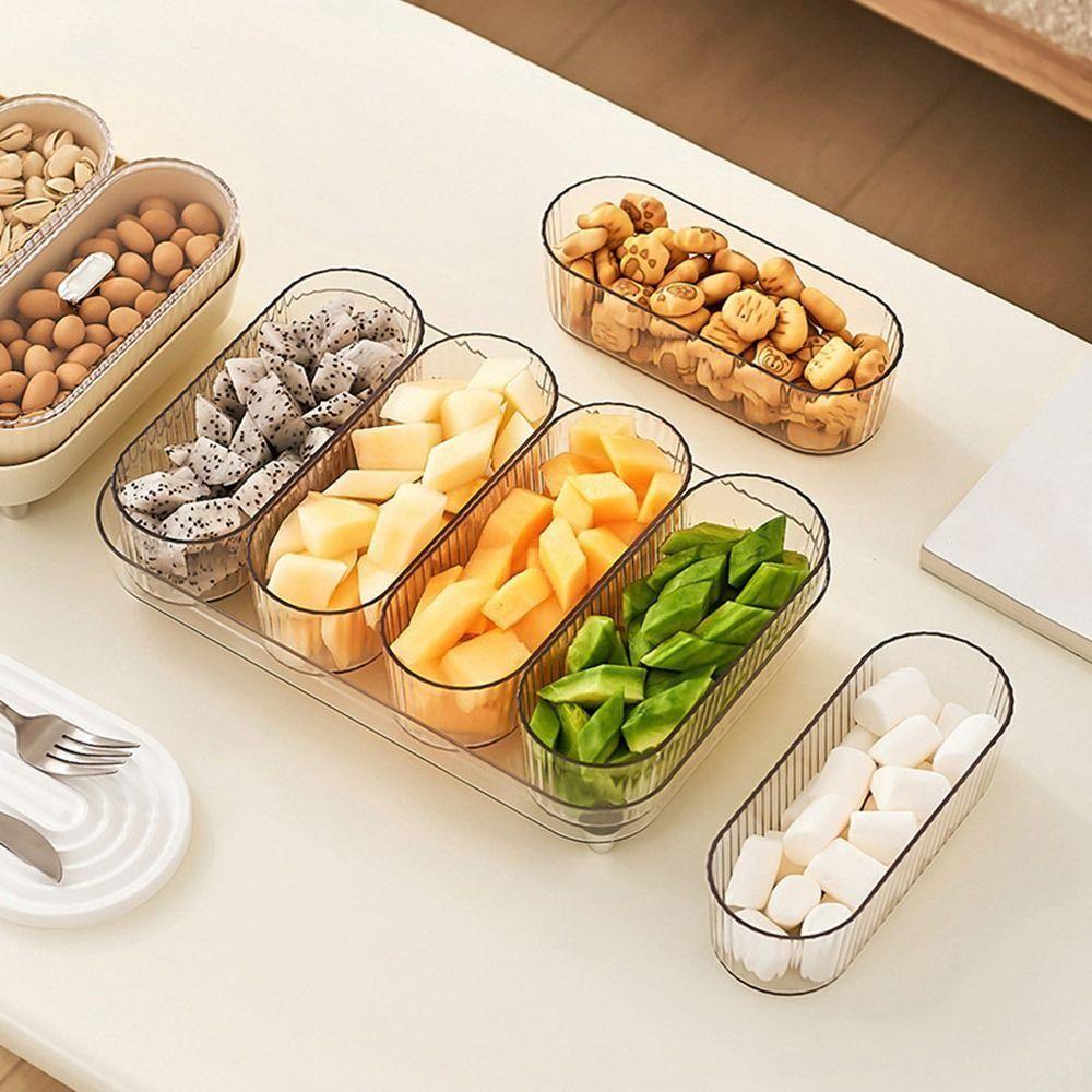 Plastic Snack Dry Fruit Tray Dustproof Fruit Dim Sum Box Light Luxury Snack Storage Tray  Travel