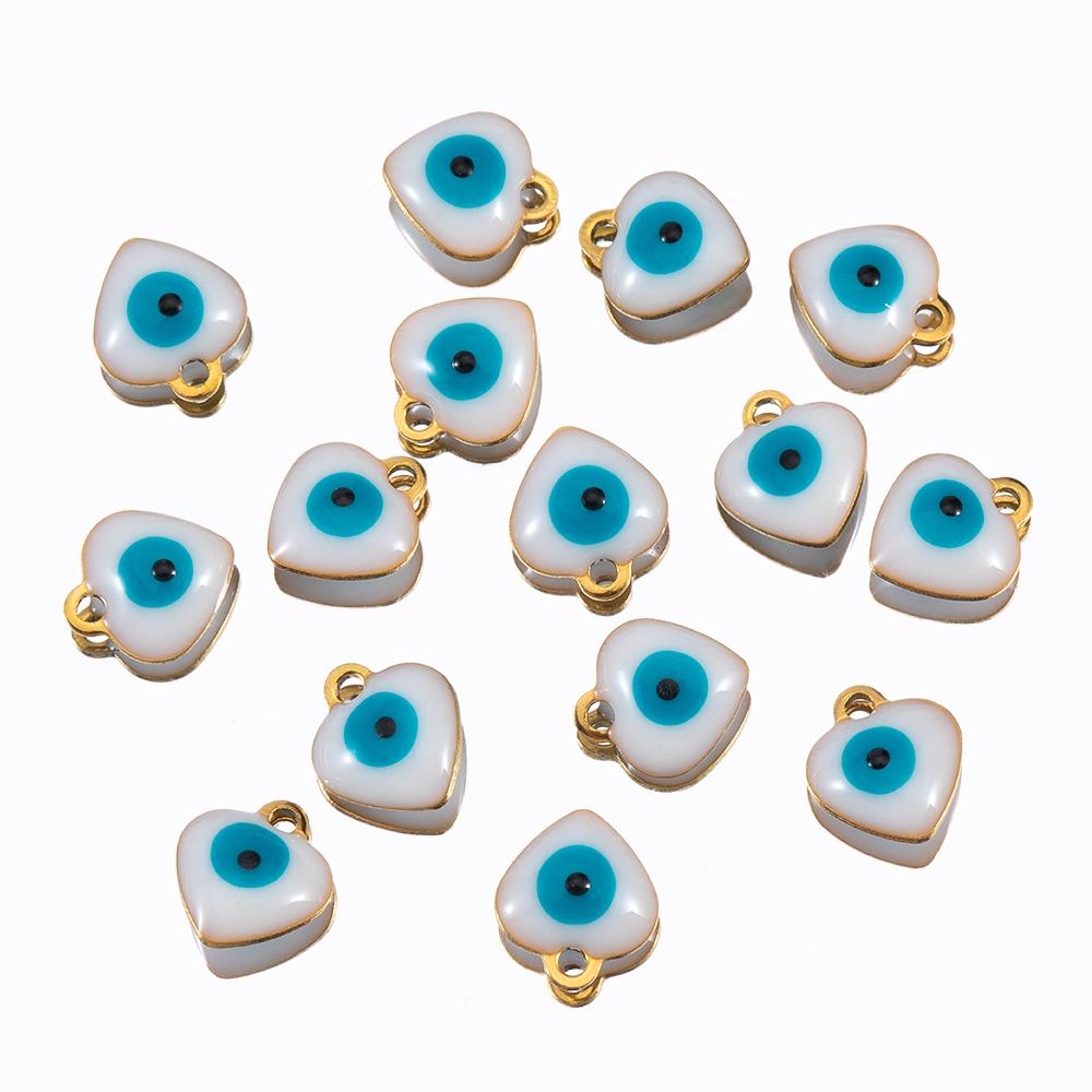 20pcs Round Ball Charms Stainless Steel Turkish Evil Eye Earring Pendant Base DIY Boho Jewelry Making Bracelet Supply Mix Color