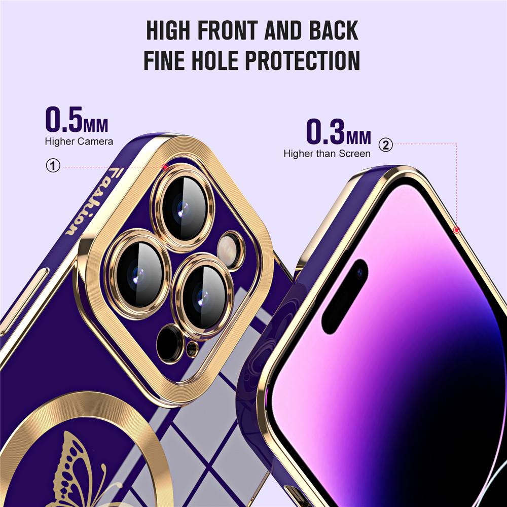 Luxury Soft Plating Magnetic Wireless Charge Butterfly Case For Iphone 11 12 13 14 Pro Max Plus For Magsafe Silicone Cases Cover