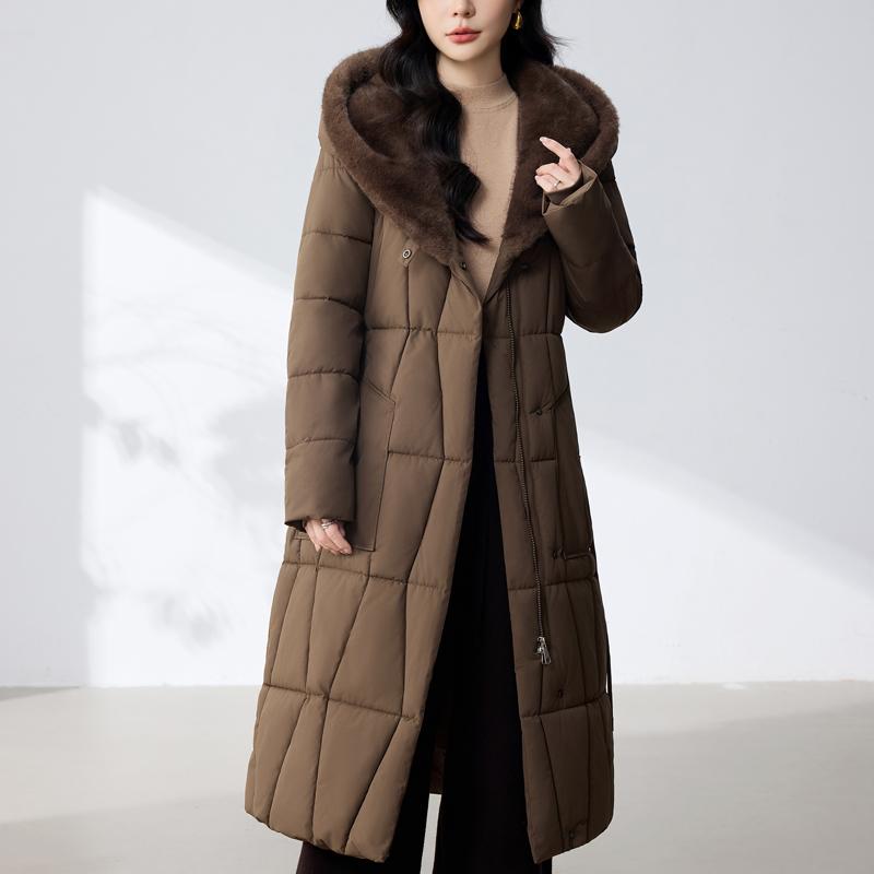 Fashion Woman Parkas Winter Long Coats Hooded Thick Warm Overcoat Women's Jackets With Belt