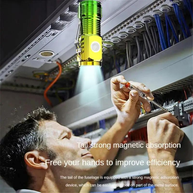 New Upgrade Mini 3LED Flashlight With Pen Clip And Tail Magnet,Builtin Battery USB Charge Outdoor Portable Torch Emergency Lamp