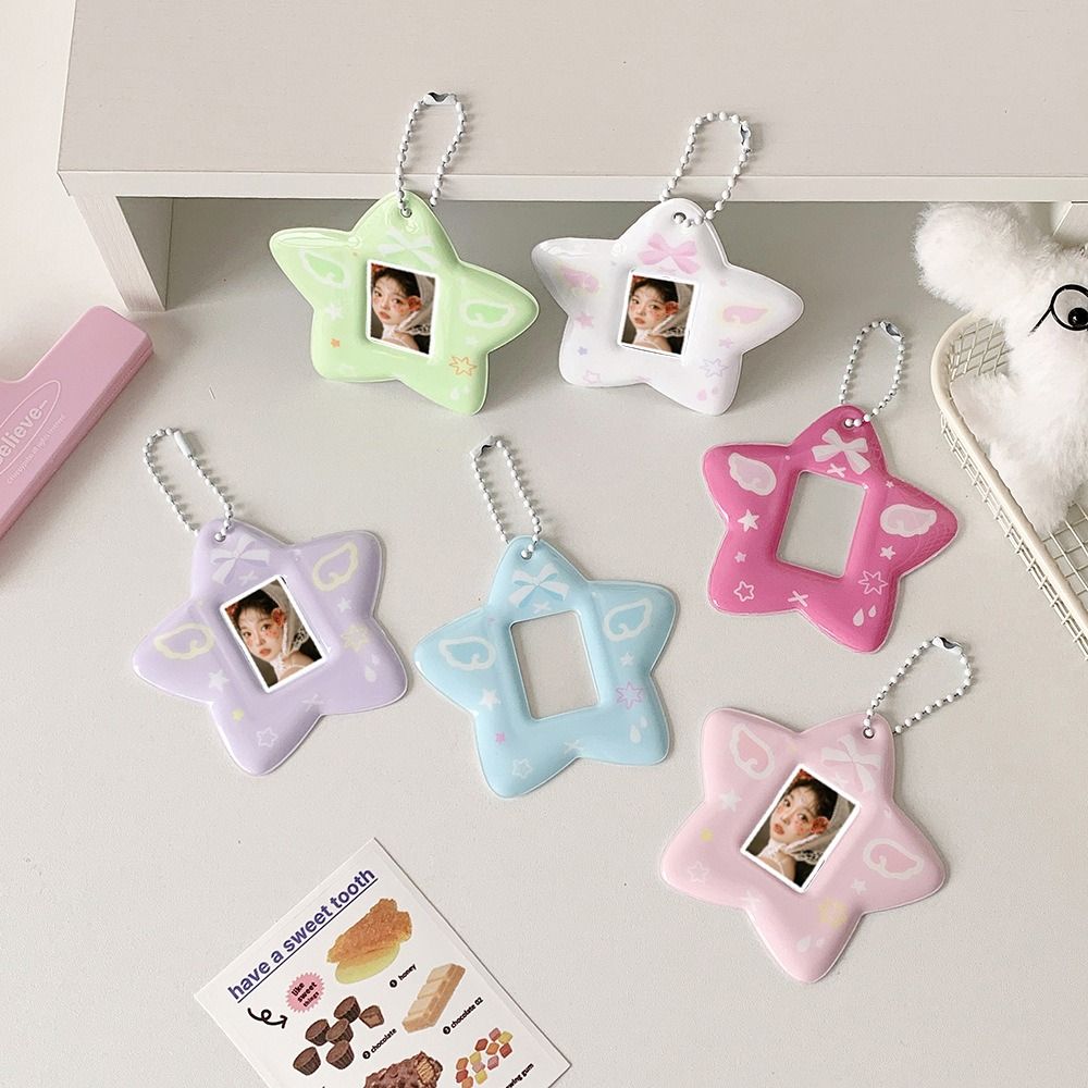 With Keychain Mini Photocard Holder Star Pendant Hanging Decoration Idol Card Display Protector Idol Photo Card Korean Ins Style