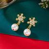New Elegant Shiny Rhinestone Snowflake Drop Earring for Women Shiny Crystal Zircon Flower Dangle Earring Christmas Party Jewelry