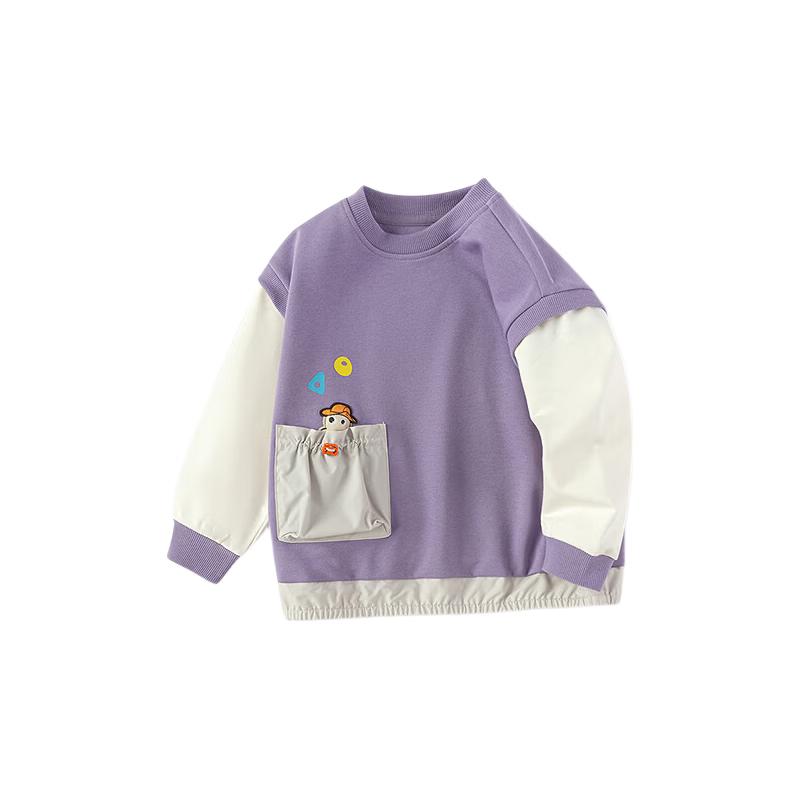 Balabala balaOne Boys' Faux Two-Piece Colorblock Long Sleeve Sweatshirt