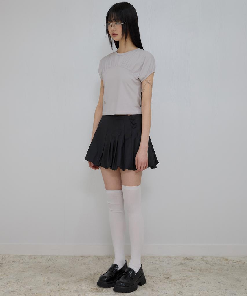 Peulleeoeob Kaya Shirred T-Shirt (Fl-158_Gray)