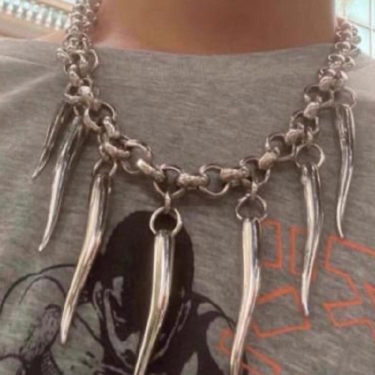 Trendy Geometric Necklace Hip Hop Rivet Necklace Pendant Sweater Chain for Youthful Women Daily Wear And Special Event