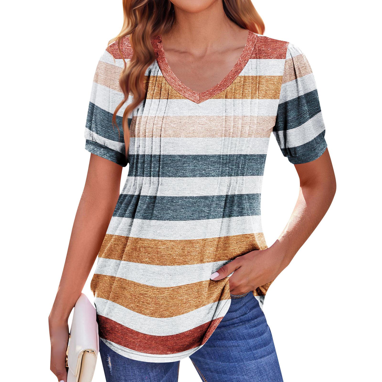 

Жіноча літня сорочка з короткими рукавами та пишним вирізом, плісирована, з коротким рукавом, у стилі бохо, повсякденна, з V-подібним вирізом, плісована, повсякденна, туніка XXL