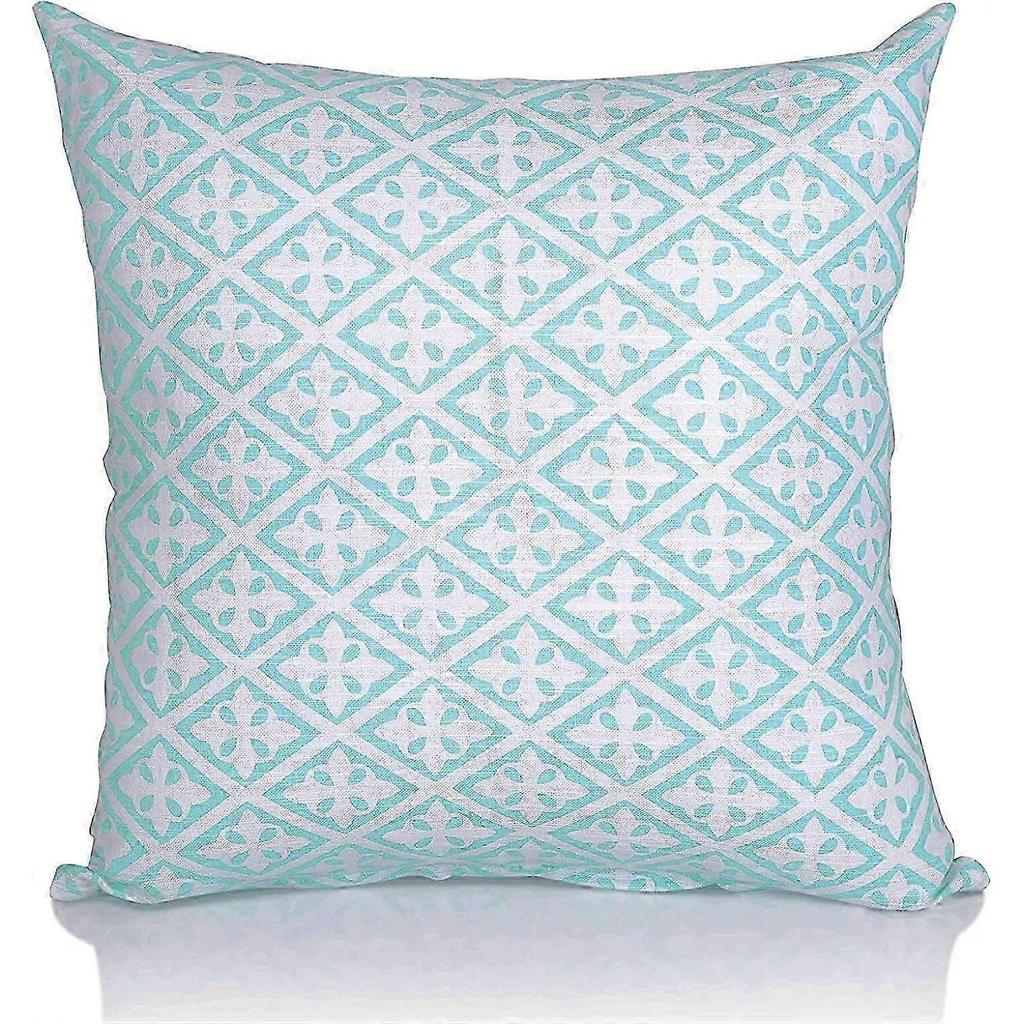 Set di 4 Federe Quadrate Double Face per Cuscini, Lunghezza 45 cm x Larghezza 45 cm, Blu