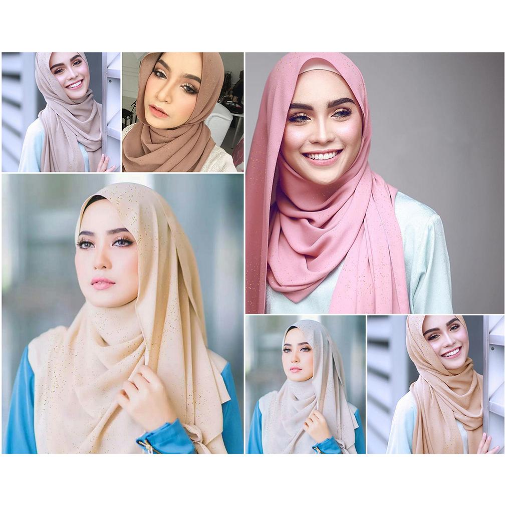 Women's Chiffon Shawl, Glitter Gold Powder Scarf, Chiffon Hijab for Party/Beach