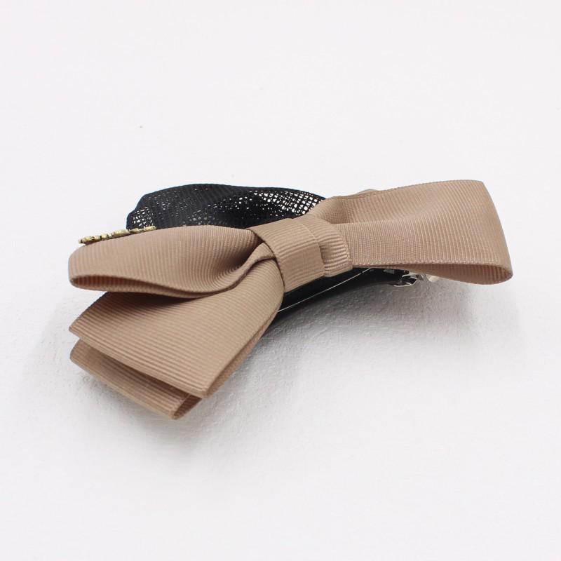 Korean Style Bow Flower Hair Net Bun Clip for Professional Work - HF315