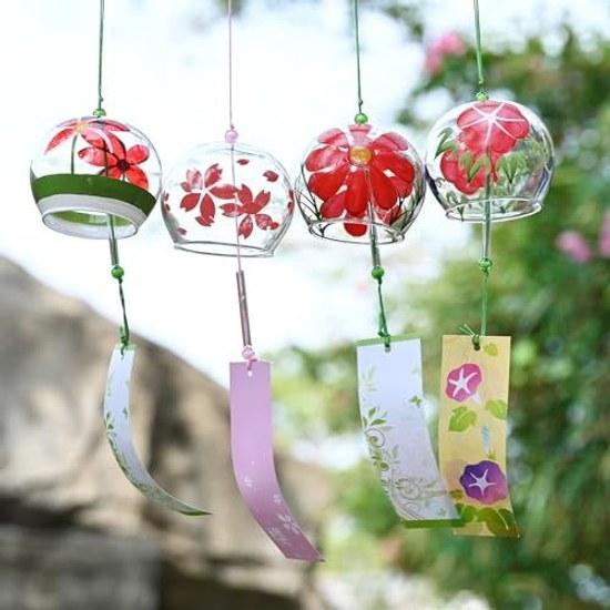 Wind Chime Edo Handmade Glass Soothing Sound Summer Scenery Tradition Enjoying Coolness Stylish Interior Decorative Item Hanging Decoration Japanese 4