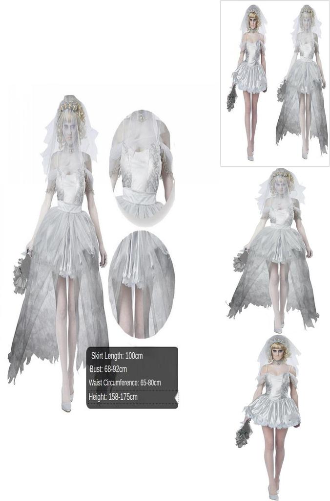 Halloween Ghost Bride Dress Costume For Women Role Play Party Cosplay