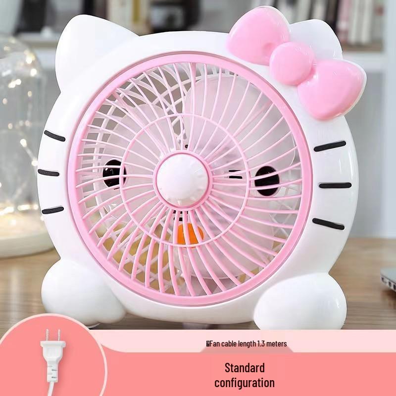 Cartoon Mini Electric Fan - Quiet Oscillating Desktop Fan for Dorm or Office 9-inch