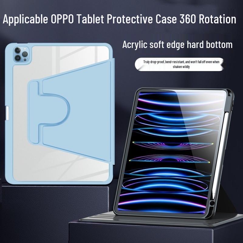 OPPO Tablet Case - 360° Rotating Acrylic with Pen Slot for AIR2 (11.4") & OnePlus Pro (12.1")